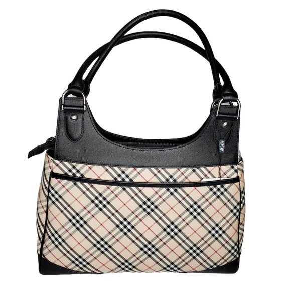 AUTHENTIC Burberry Tote Women's Bag Check Plaid Jacquard - Picture 2 of 10